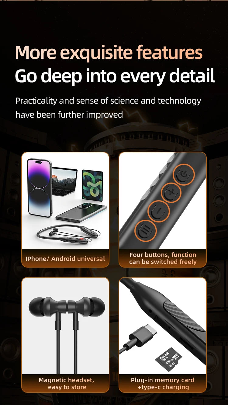 BT8 Wireless Bluetooth Earphones Headphones Outdoor Sports Headset V5.3 Display Button Control Earbuds for Music