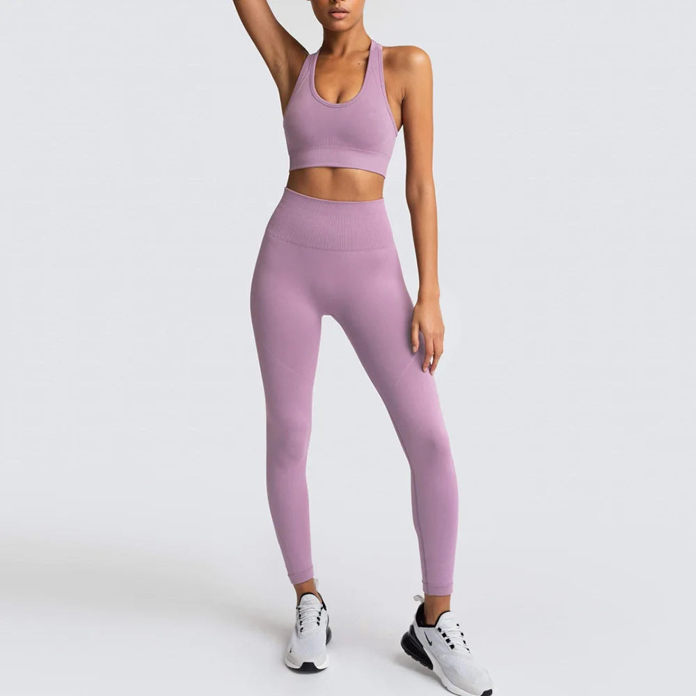 2/3/4PCS Seamless Women Yoga Set Workout Sportswear Gym Clothes Fitness Long Sleeve Crop Top High Waist Leggings Sports Suit2021