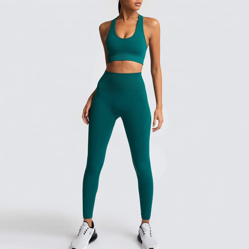 2/3/4PCS Seamless Women Yoga Set Workout Sportswear Gym Clothes Fitness Long Sleeve Crop Top High Waist Leggings Sports Suit2021