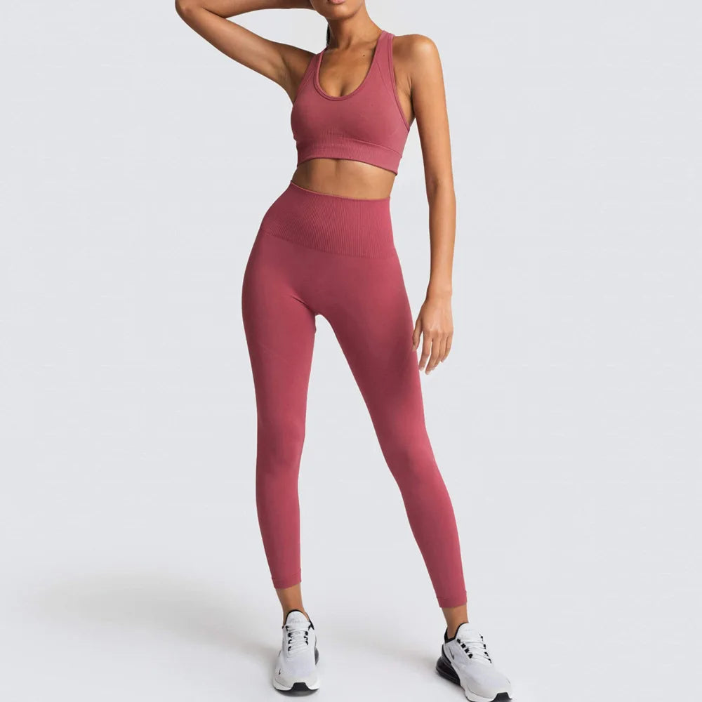 2/3/4PCS Seamless Women Yoga Set Workout Sportswear Gym Clothes Fitness Long Sleeve Crop Top High Waist Leggings Sports Suit2021