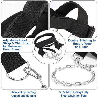Adjustable Neck Power Training Strap Head Harness for Body Strength Exercise Weight Bearing Cap for Gym Fitness Training