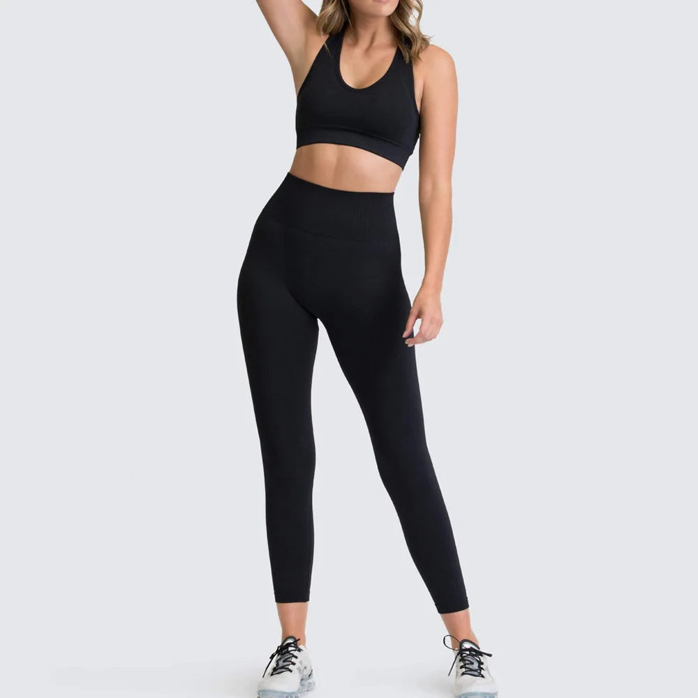 2/3/4PCS Seamless Women Yoga Set Workout Sportswear Gym Clothes Fitness Long Sleeve Crop Top High Waist Leggings Sports Suit2021