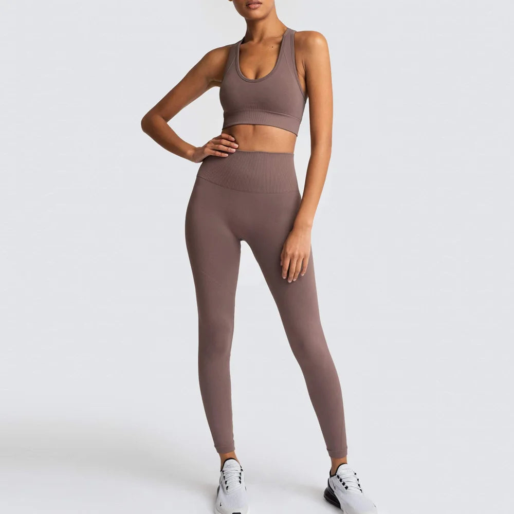 2/3/4PCS Seamless Women Yoga Set Workout Sportswear Gym Clothes Fitness Long Sleeve Crop Top High Waist Leggings Sports Suit2021