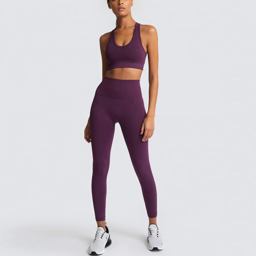 2/3/4PCS Seamless Women Yoga Set Workout Sportswear Gym Clothes Fitness Long Sleeve Crop Top High Waist Leggings Sports Suit2021