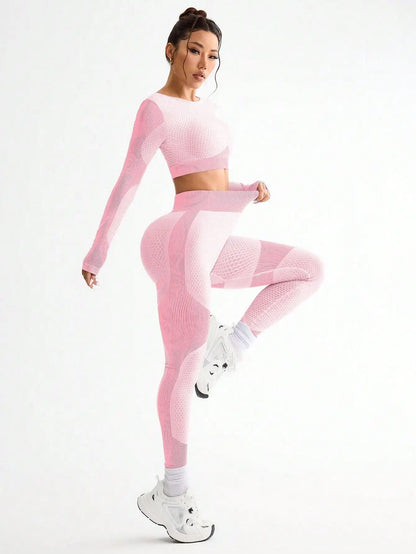 2pcs Hot-selling New Sports Tight Running Breathable Seamless Yoga Suit Women's Outdoor Fitness Suit Women's