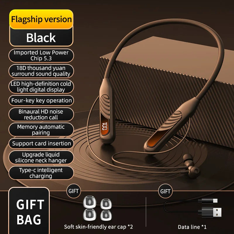 BT8 Wireless Bluetooth Earphones Headphones Outdoor Sports Headset V5.3 Display Button Control Earbuds for Music