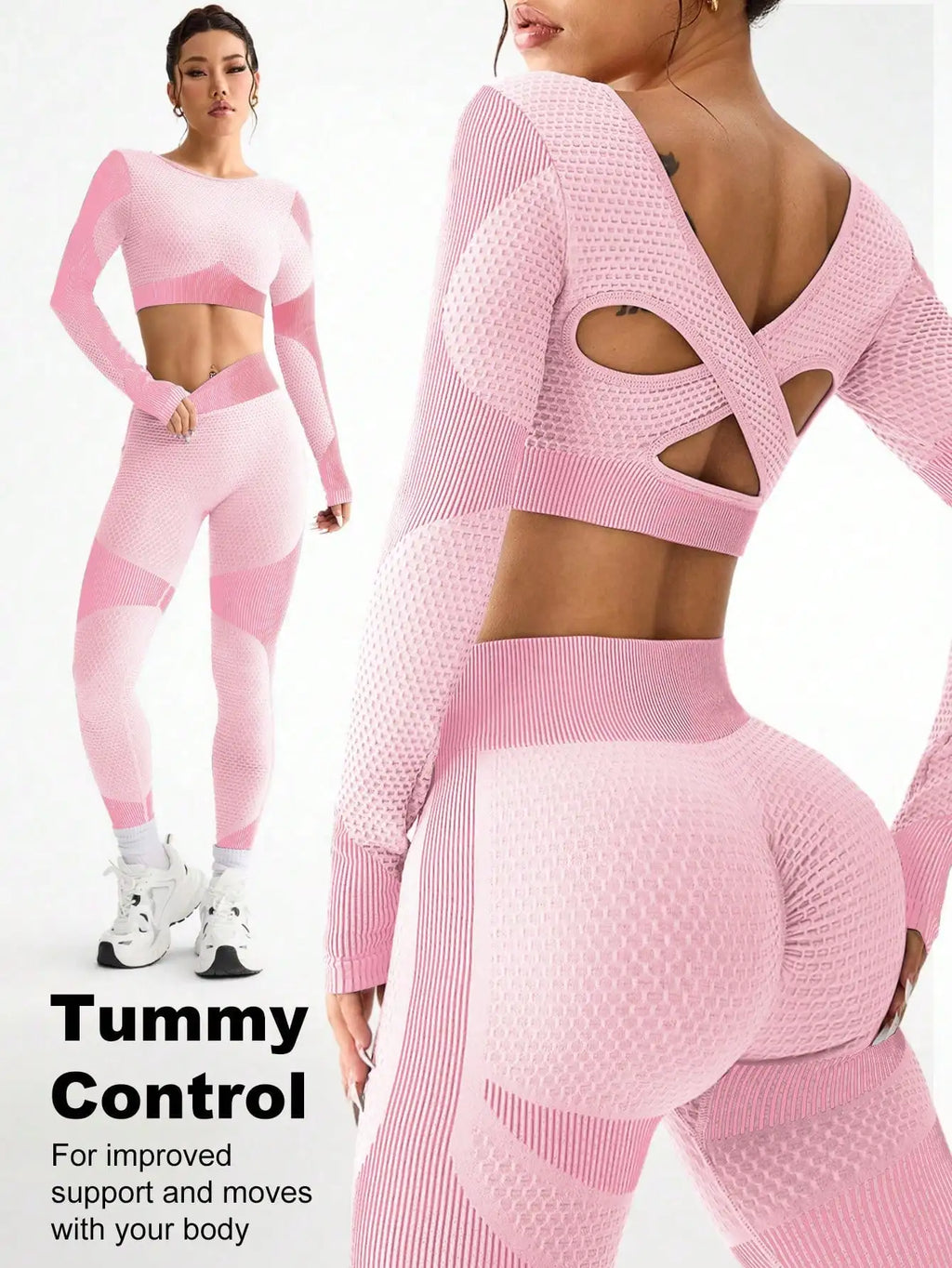 2pcs Hot-selling New Sports Tight Running Breathable Seamless Yoga Suit Women's Outdoor Fitness Suit Women's