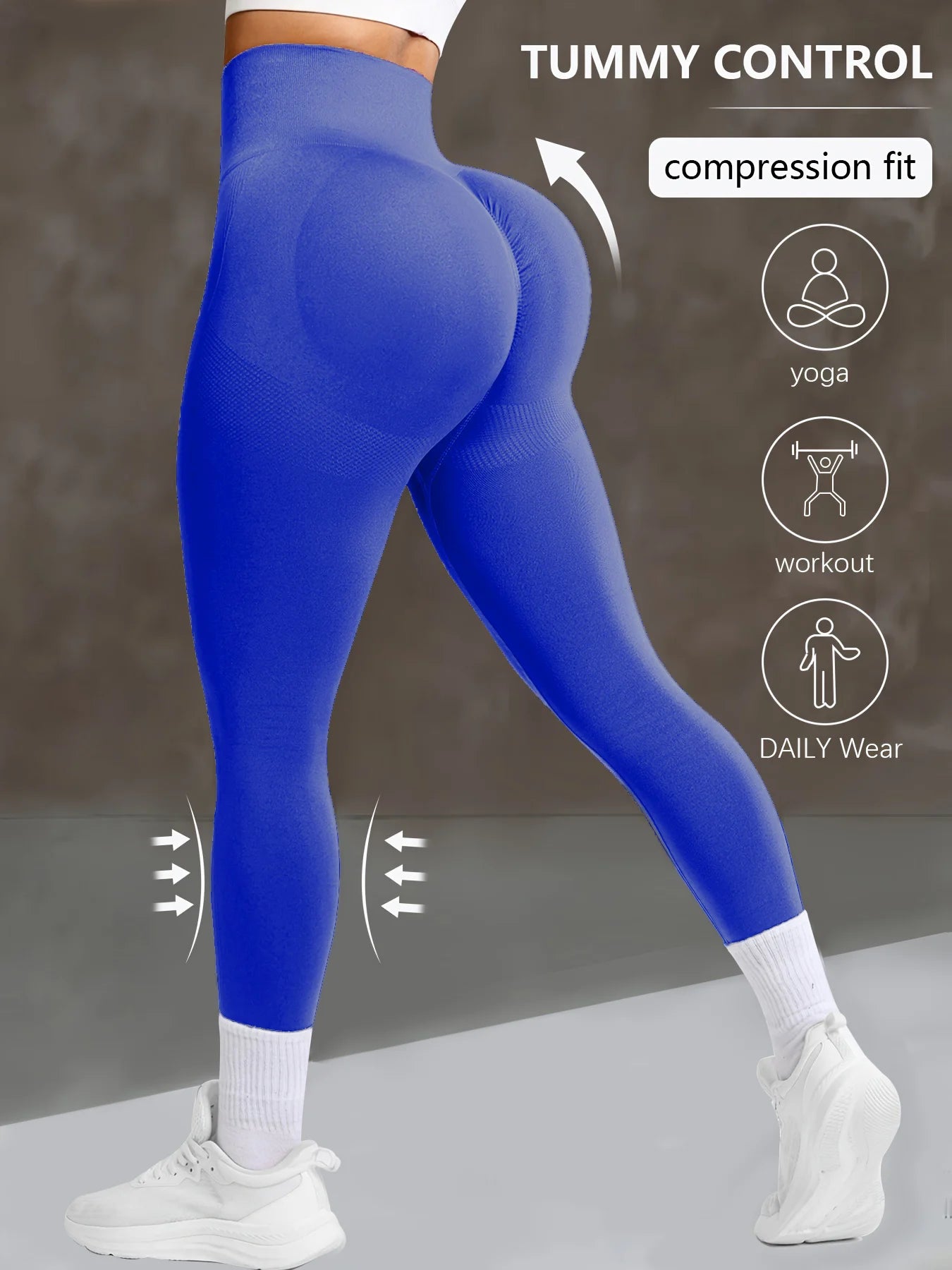 CZGUKE Women's seamless gym yoga pants high waist peach hip solid color tight fitting sports pants yoga cycling sports pants