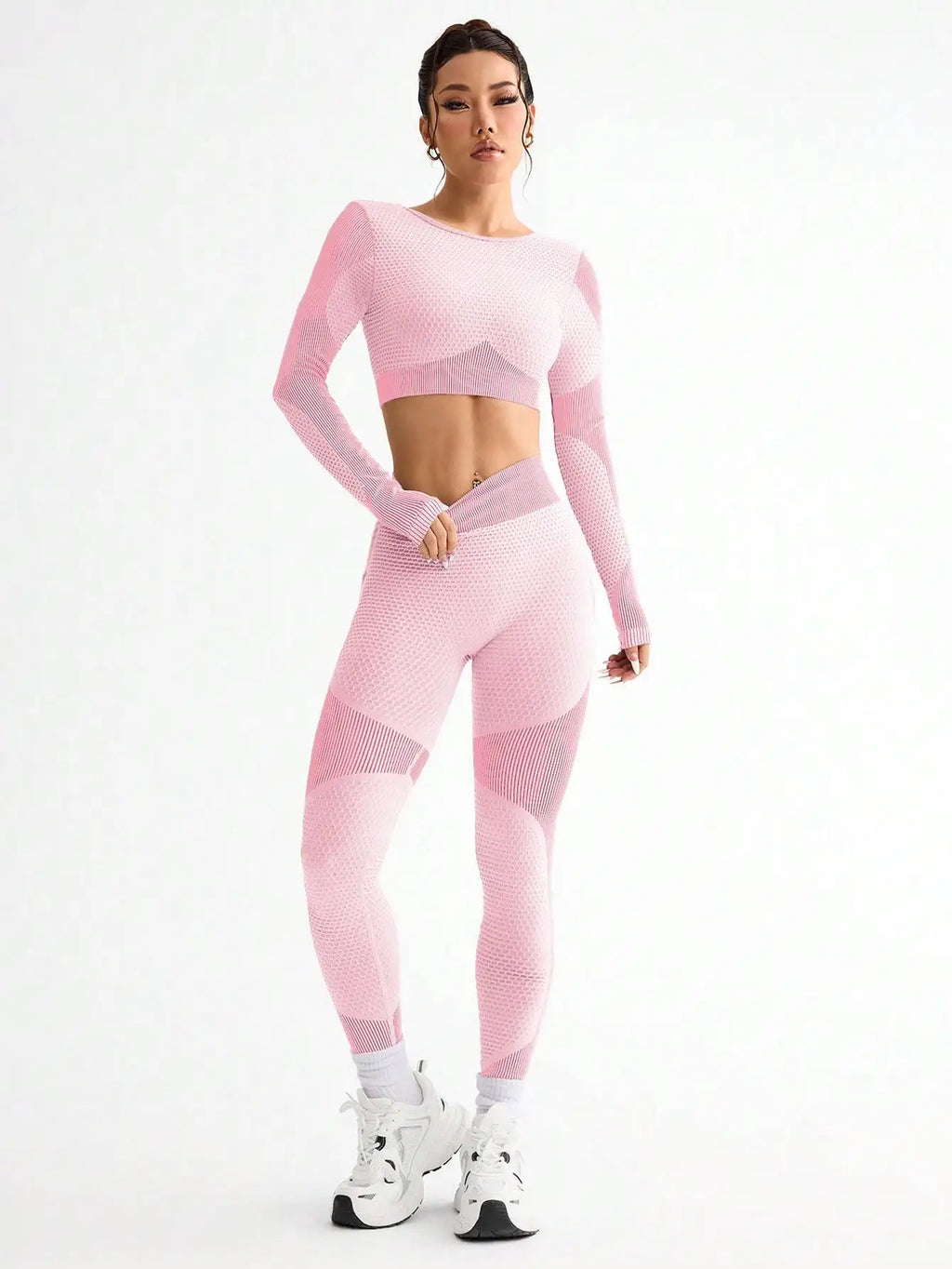2pcs Hot-selling New Sports Tight Running Breathable Seamless Yoga Suit Women's Outdoor Fitness Suit Women's
