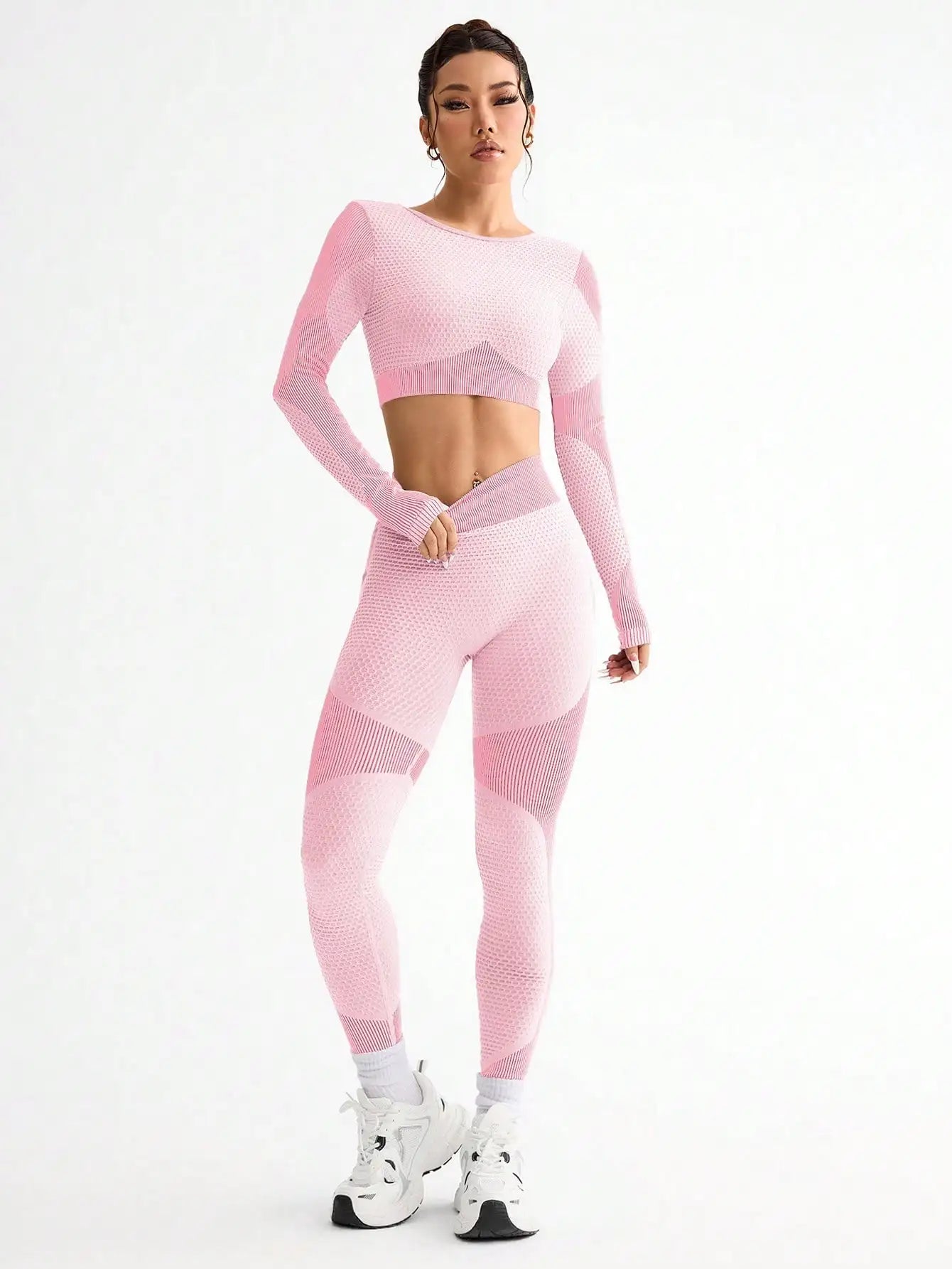 2pcs Hot-selling New Sports Tight Running Breathable Seamless Yoga Suit Women's Outdoor Fitness Suit Women's