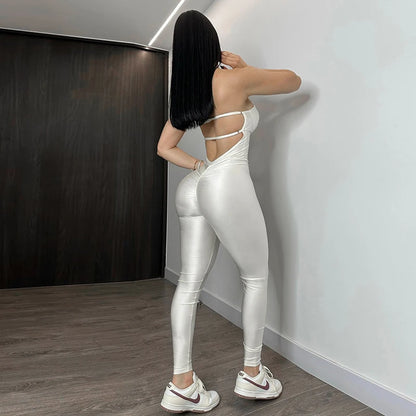 CUTENOVA Autumn And Winter New Women'S Solid Color Strapless Slim Sexy Big Backless Sleeveless Pencil Jumpsuit Elegant Lady